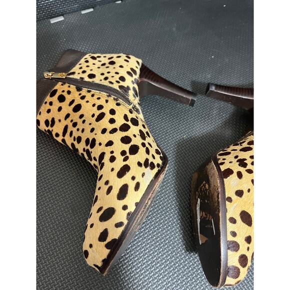 Tory Burch Priscilla Animal Print Bootie Calf Hair Cheetah Leopard‎ Womens 8.5 - Picture 4 of 11